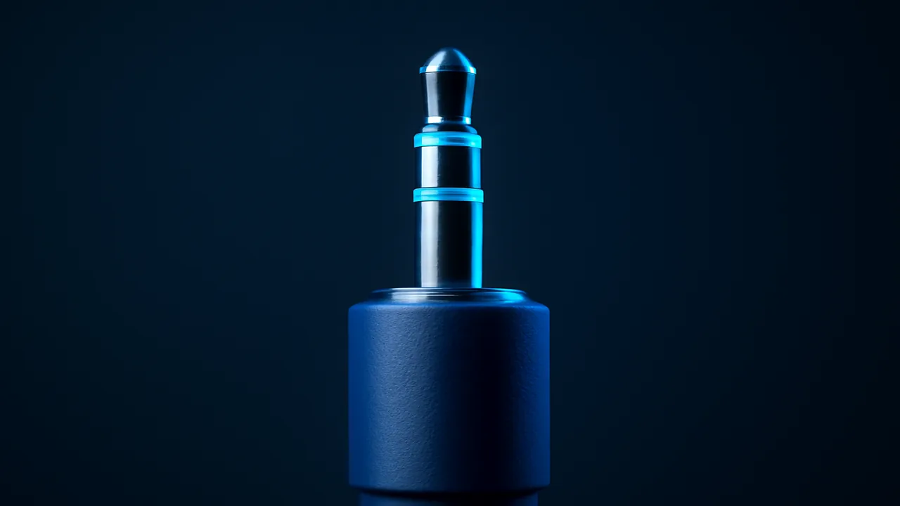 Close-up 3D render of a connector pin in steel blue and cyan representing settlement handshake between payment endpoints