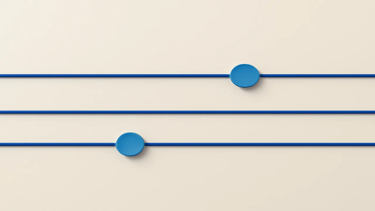 Abstract settlement lanes rendered in steel blue and electric cyan