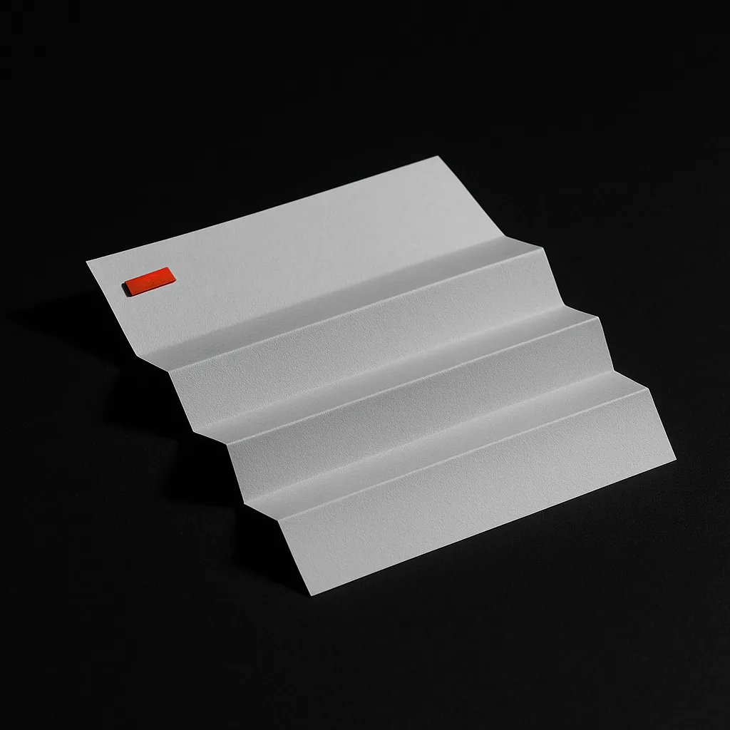 Folded paper with a vermillion staple, illustrating the inventory of UKGC frictions the offshore non gamstop market eliminates for UK players.